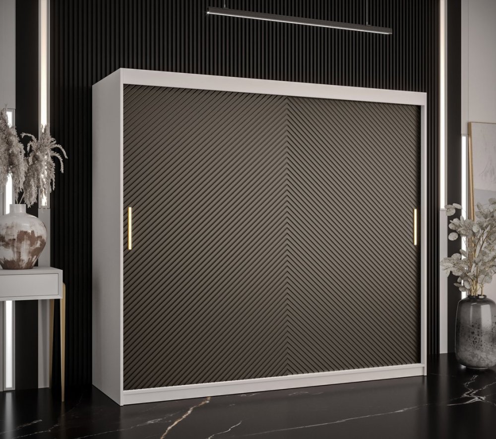Veneti Skriňa s posuvnými dverami PAOLA - šírka 200 cm, biela / čierna