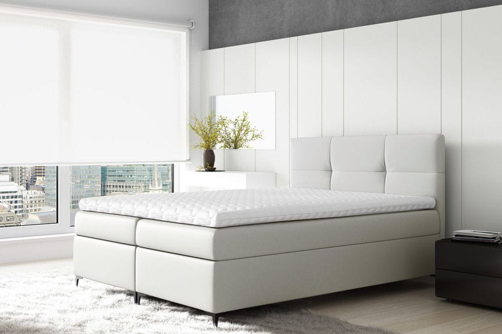 Veneti Boxspringová posteľ BESSIE - 200x200, biela + topper ZDARMA
