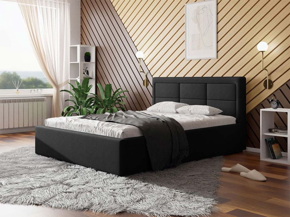 Veneti Jednolôžková posteľ s úložným priestorom a roštom 120x200 PALIGEN 2 - čierna