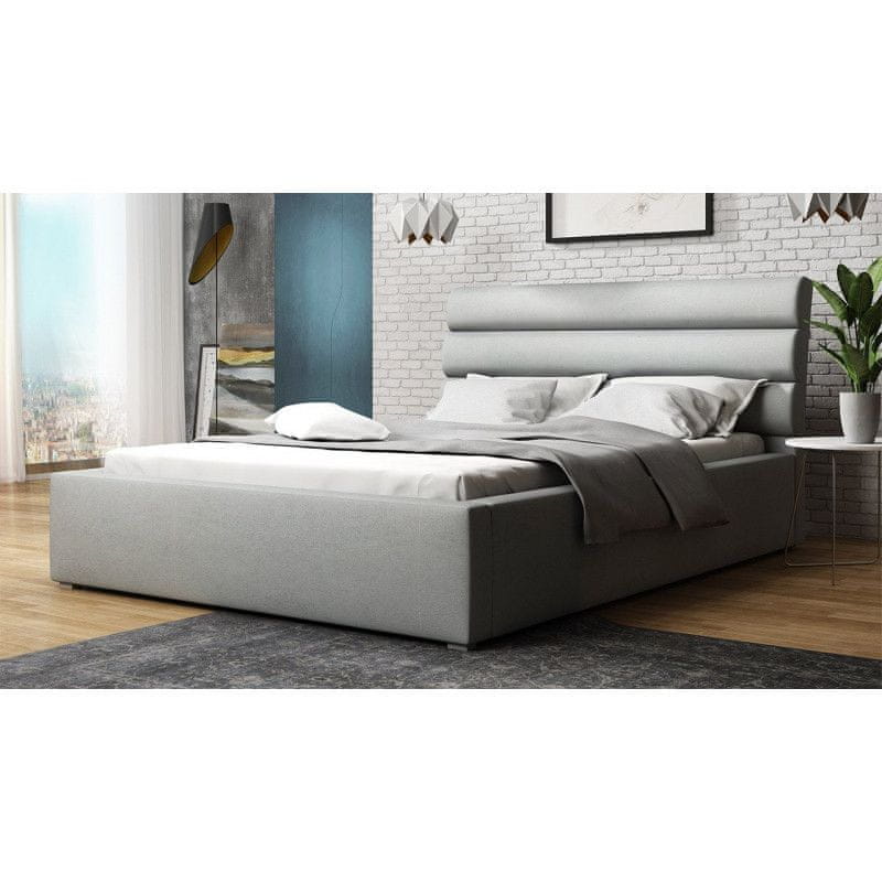 Veneti Manželská čalúnená posteľ s roštom 200x200 BORZOW - svetlá šedá