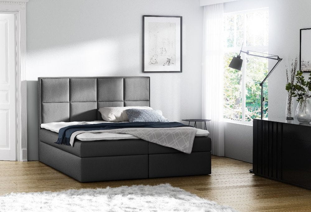 Veneti Čalúnená posteľ s úložným priestorom Sivio šedá eko koža 140 + TOPPER ZDARMA