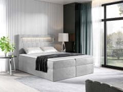 Veneti Americká dvojlôžková posteľ 200x200 RODRIGO - svetlá šedá + topper a LED osvetlenie ZDARMA