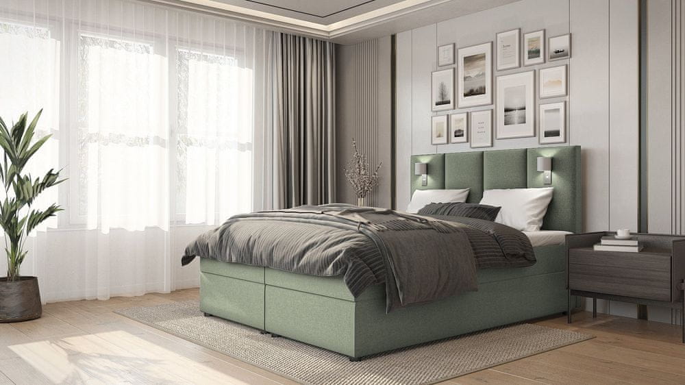 Veneti Americká posteľ ANDY - 200x200, zelená