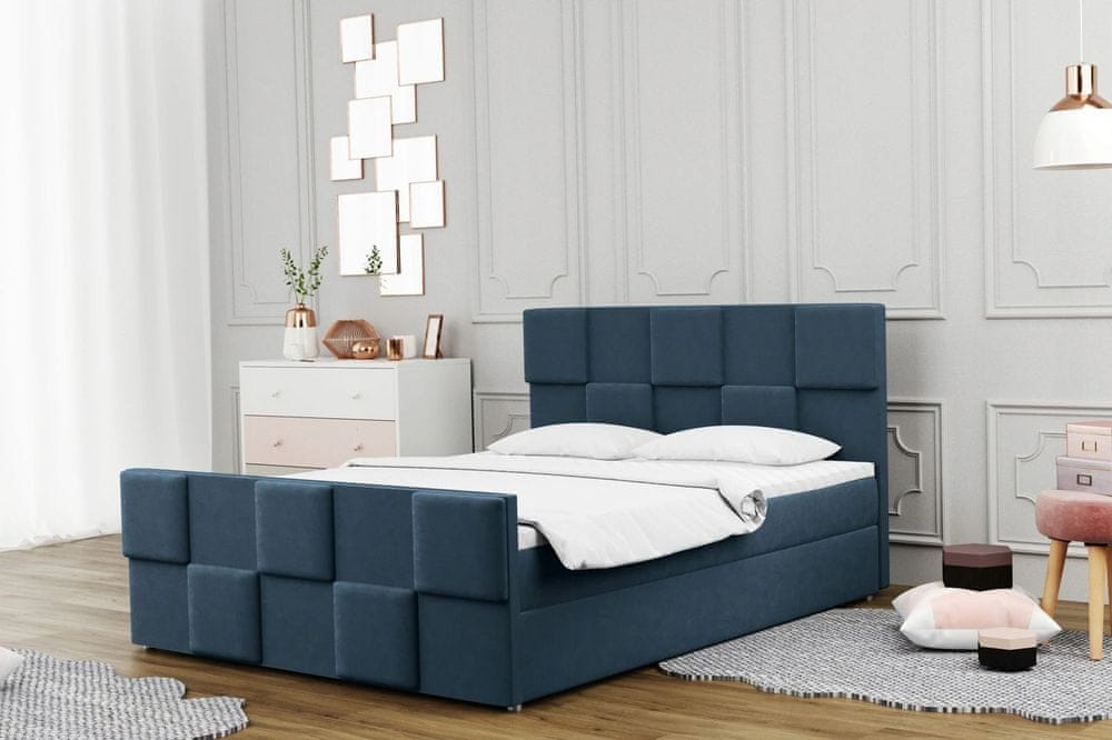 Veneti Boxspringová posteľ MARGARETA - 200x200, modrá