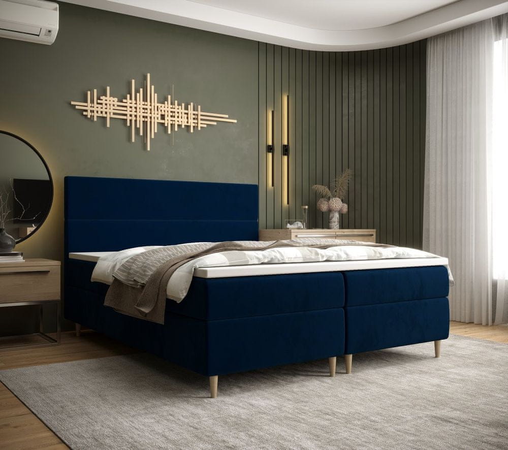 Veneti Kontinentálna manželská posteľ ANGELES - 160x200, tmavo modrá