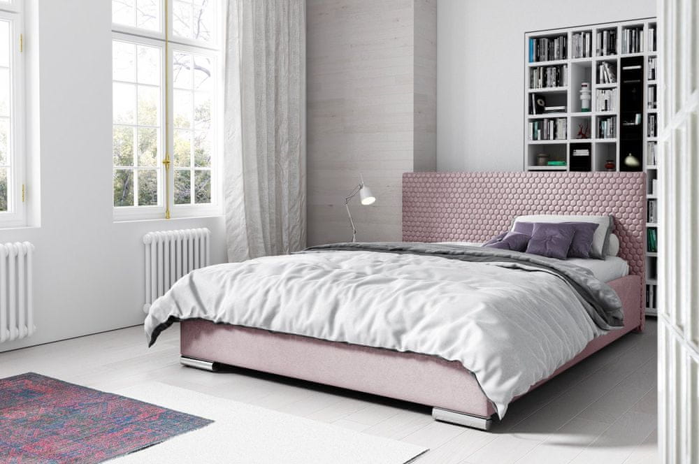 Veneti Elegantná čalúnená posteľ Champ 160x200, ružová