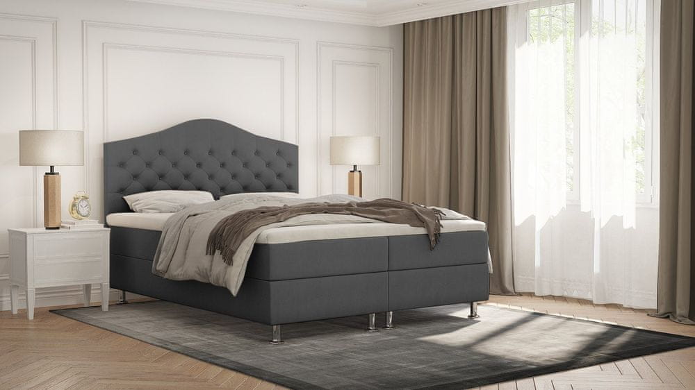 Veneti Elegantná posteľ LADY - 160x200, tmavo šedá
