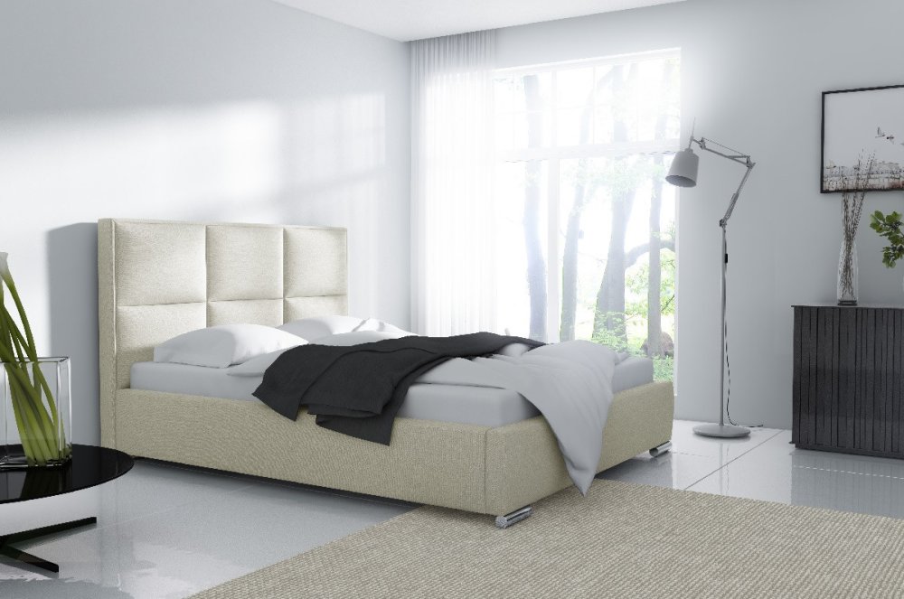Veneti Dizajnová posteľ Venezia s vysokým čelom a úložným priestorom béžová 200 x 200
