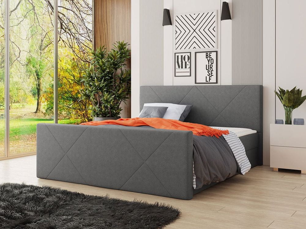 Veneti Americká posteľ s úložným priestorom 180x200 RANON 4 - šedá + topper ZDARMA
