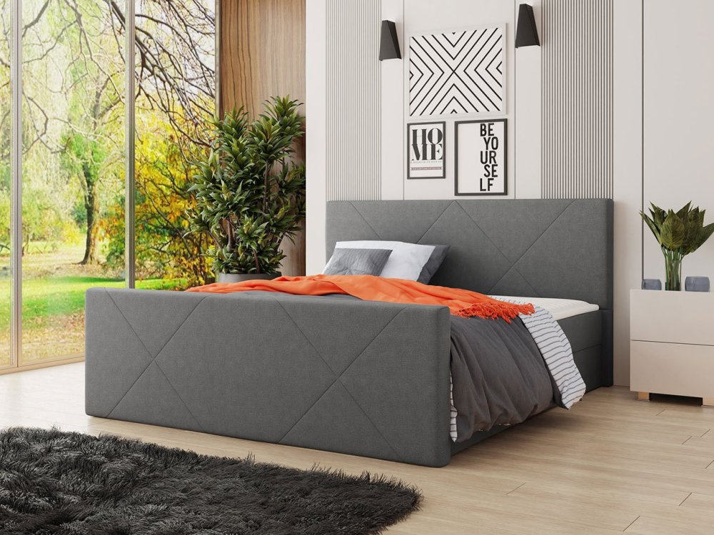 Veneti Americká posteľ s úložným priestorom 160x200 RANON 4 - šedá + topper ZDARMA