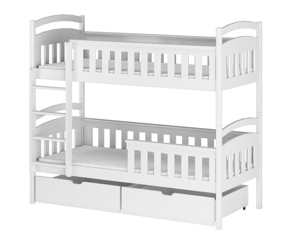 Veneti Poschodová posteľ pre dve deti DITA - 80x160, biela