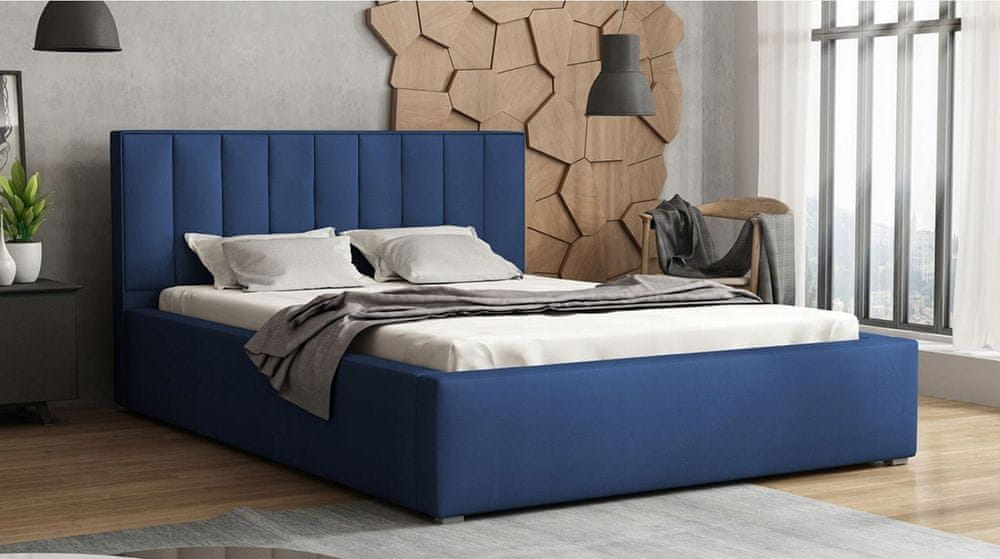Veneti Manželská posteľ s roštom 140x200 TARNEWITZ 2 - tmavá modrá