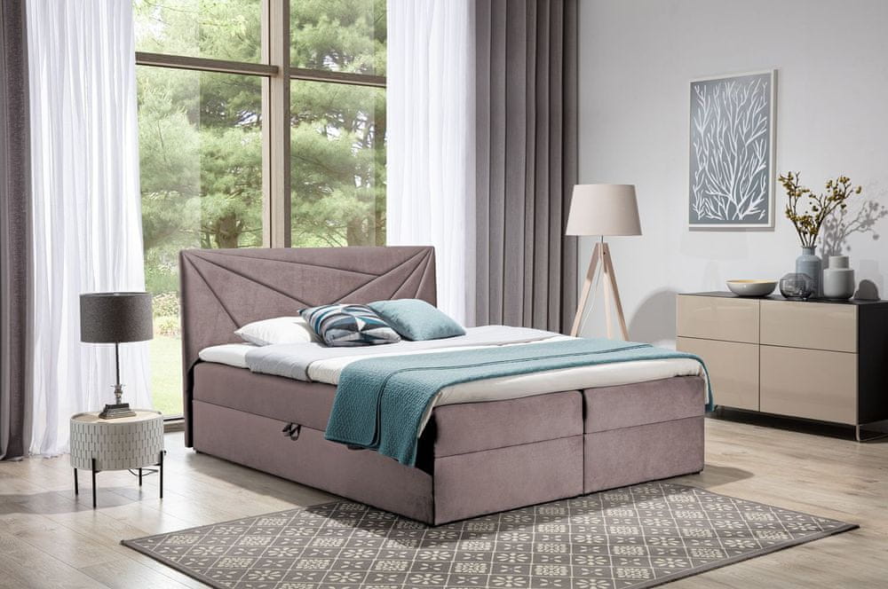 Veneti Boxspringová posteľ 160x200 IVANA 5 - ružová + topper ZDARMA