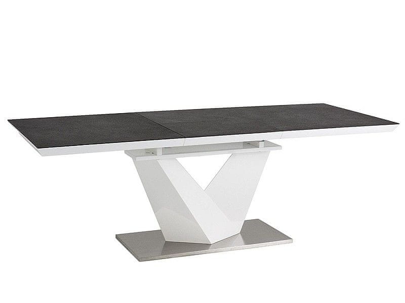 Veneti Rozkladací jedálenský stôl BENJAMIN 2 - 140x85, čierny kameň / biely