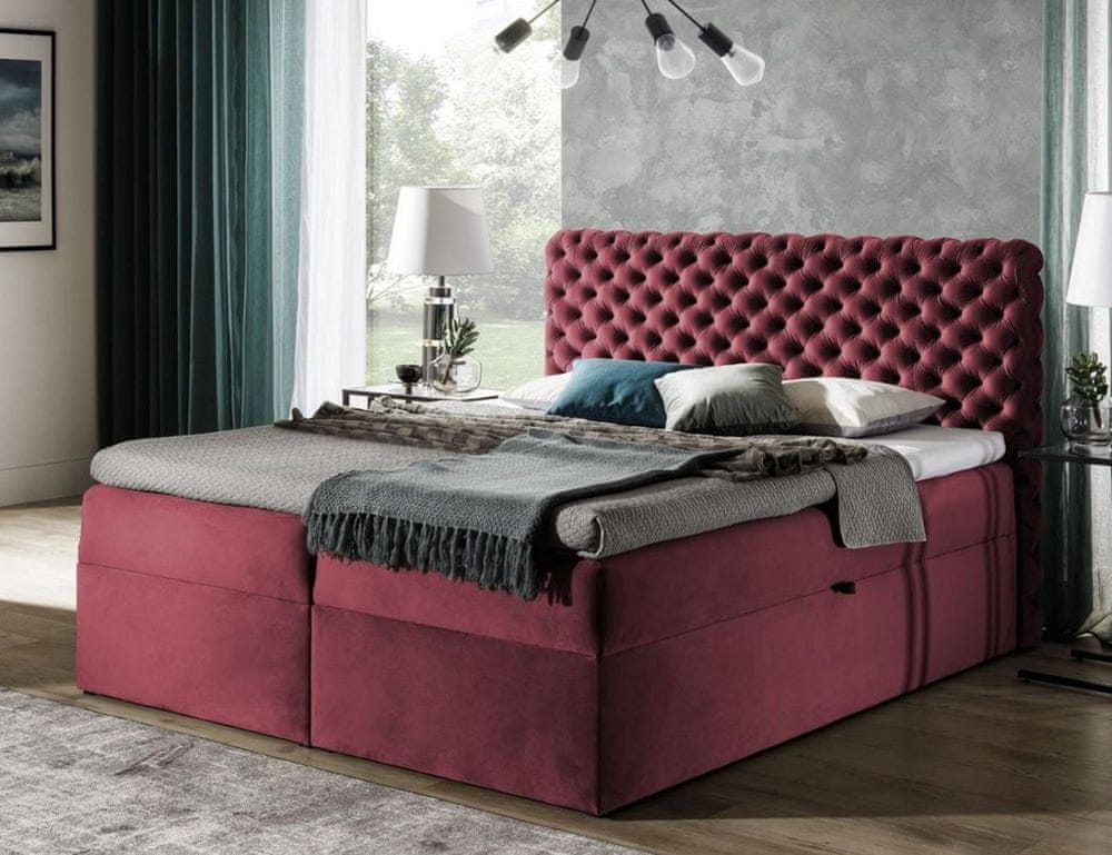 Veneti Čalúnená posteľ 180x200 CLARITA - červená + topper ZDARMA