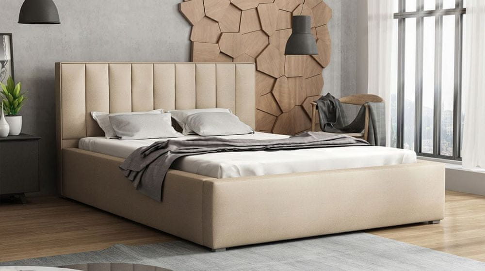 Veneti Manželská posteľ s úložným priestorom a roštom 200x200 TARNEWITZ 2 - béžová