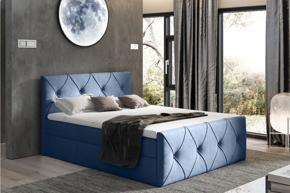 Veneti Kontinentálna posteľ 160x200 CARMEN LUX - modrá + topper ZDARMA