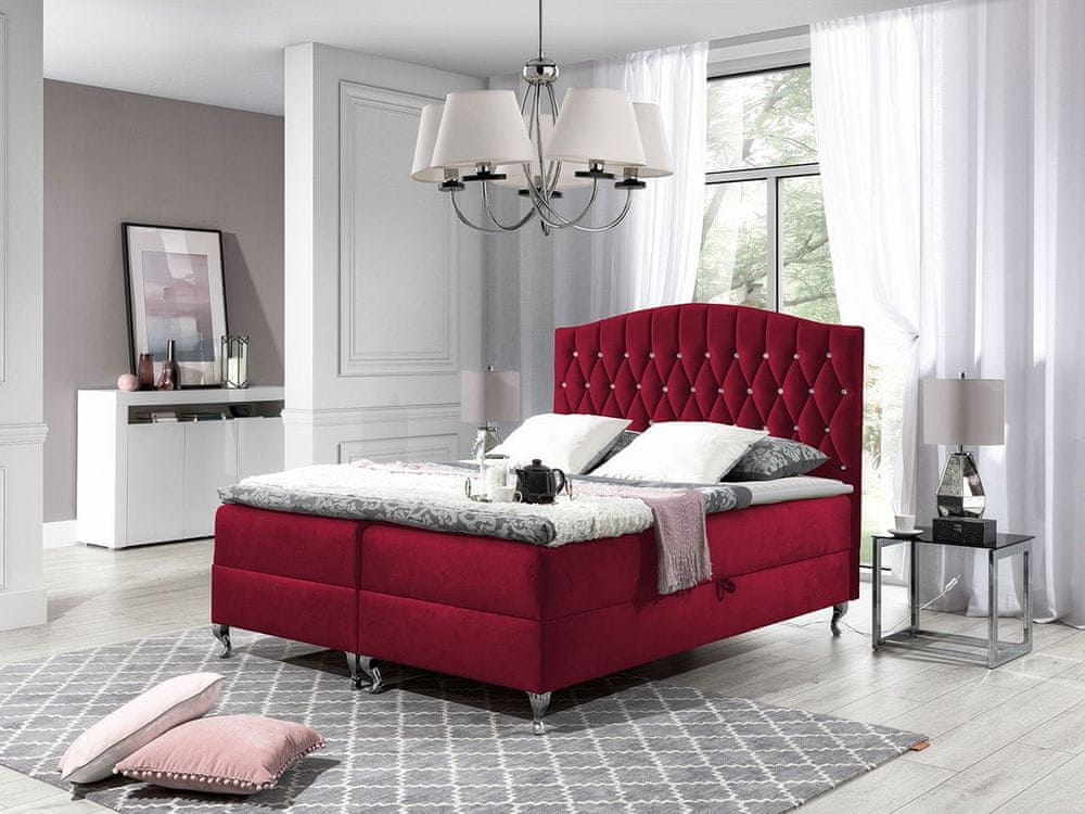 Veneti Kontinentálna manželská posteľ 180x200 SALOMON - červená + topper ZDARMA