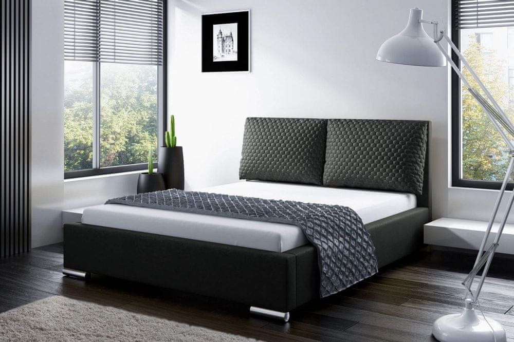 Veneti Praktická posteľ s vankúšmi 120x200 DUBAI - čierna