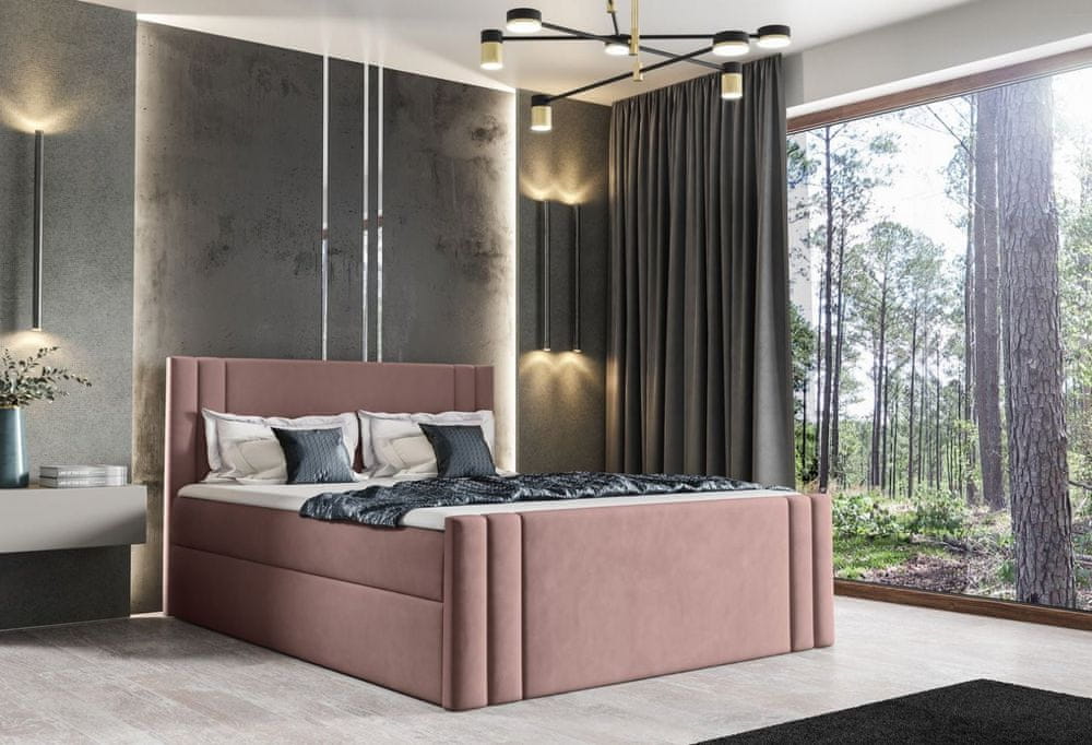 Veneti Boxspringová posteľ CELESTA - 180x200, ružová + topper ZDARMA