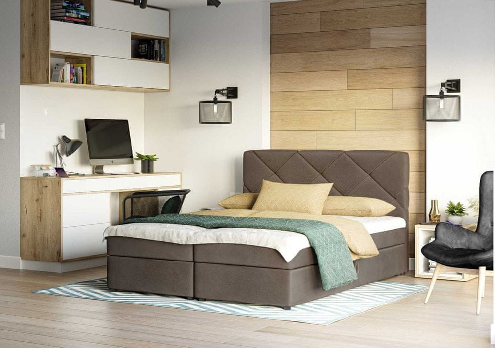 Veneti Manželská posteľ s prešívaním KATRIN 140x200, hnedá