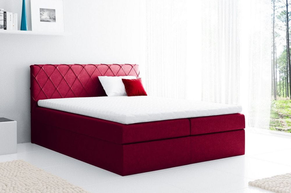 Veneti Pohodlná čalúnená posteľ Perez 120x200, červená