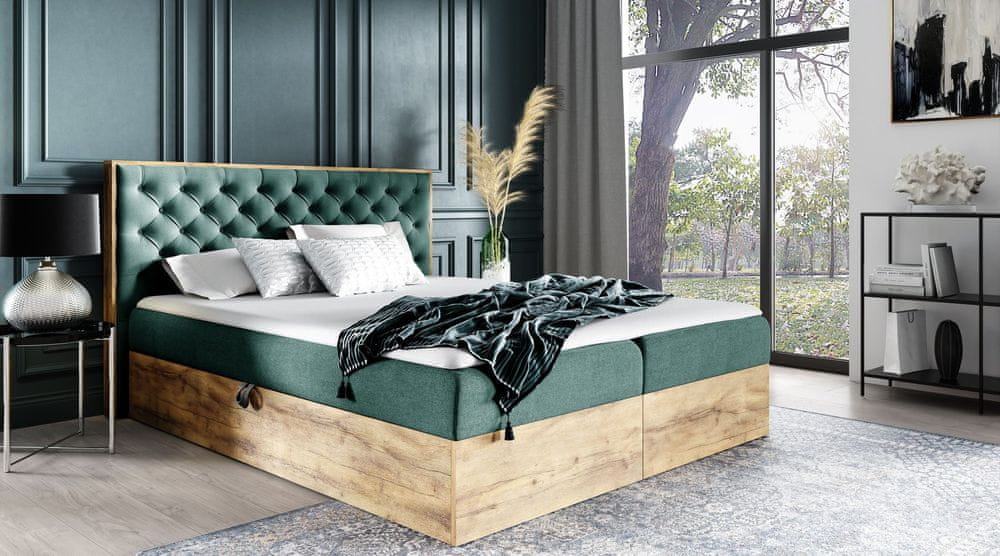 Veneti Boxspringová posteľ CHANTELLE 3 - 120x200, zelená + topper ZDARMA