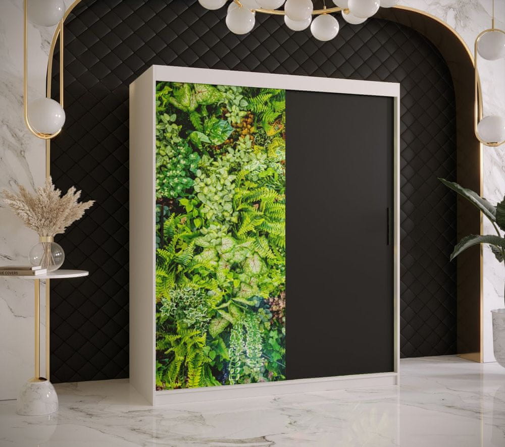Veneti Šatníková skriňa s posuvnými dverami MAYA 1 - šírka 150 cm, biela / čierna