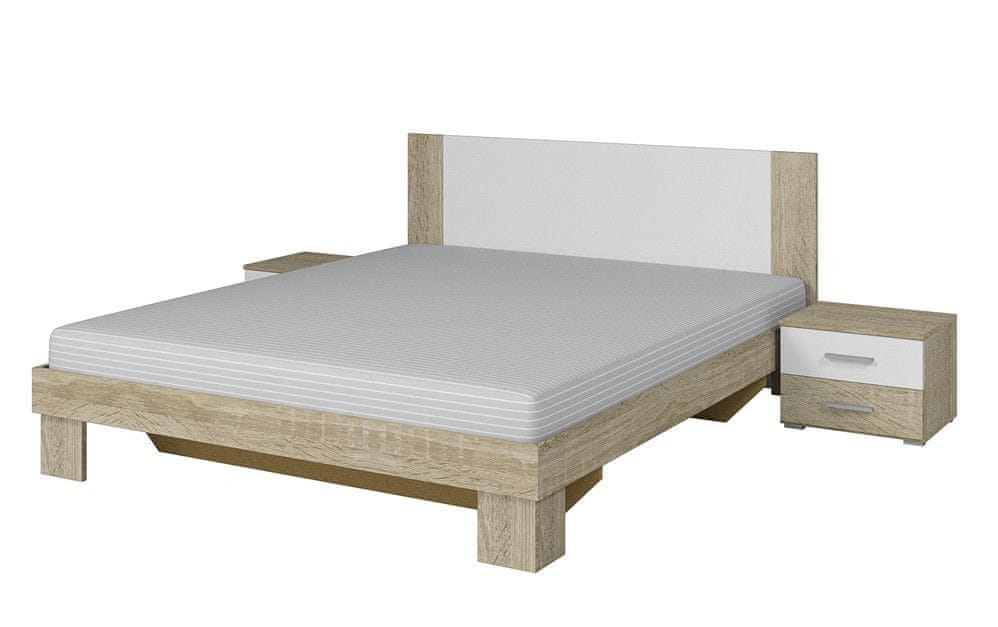 Veneti Priestranná posteľ s nočnými stolíkmi BEATA 180x200, dub Sonoma