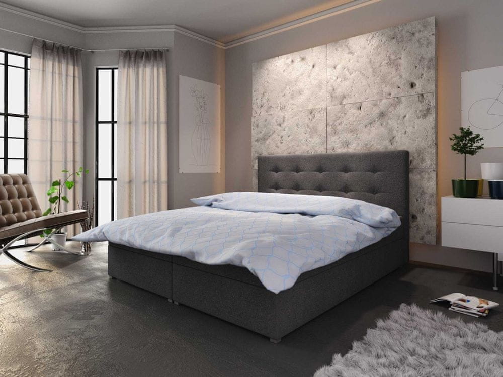 Veneti Moderná posteľ s úložným priestorom STIG I 140x200, antracit