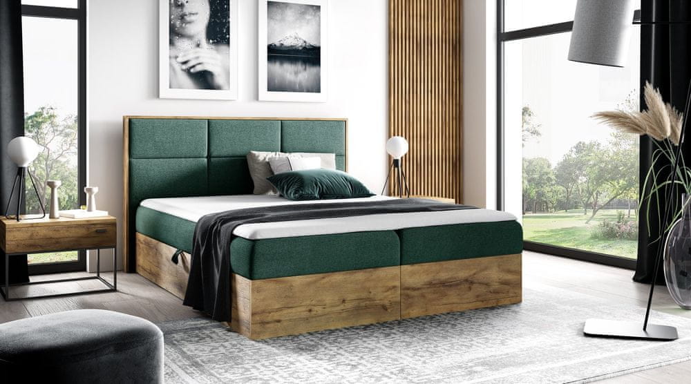 Veneti Boxspringová posteľ CHANTELLE 2 - 200x200, zelená + topper ZDARMA