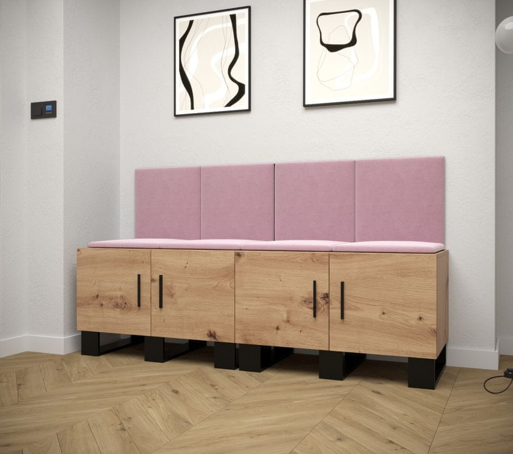 Veneti Predsieňová zostava RUMIE 20 - dub artisan, ružové panely