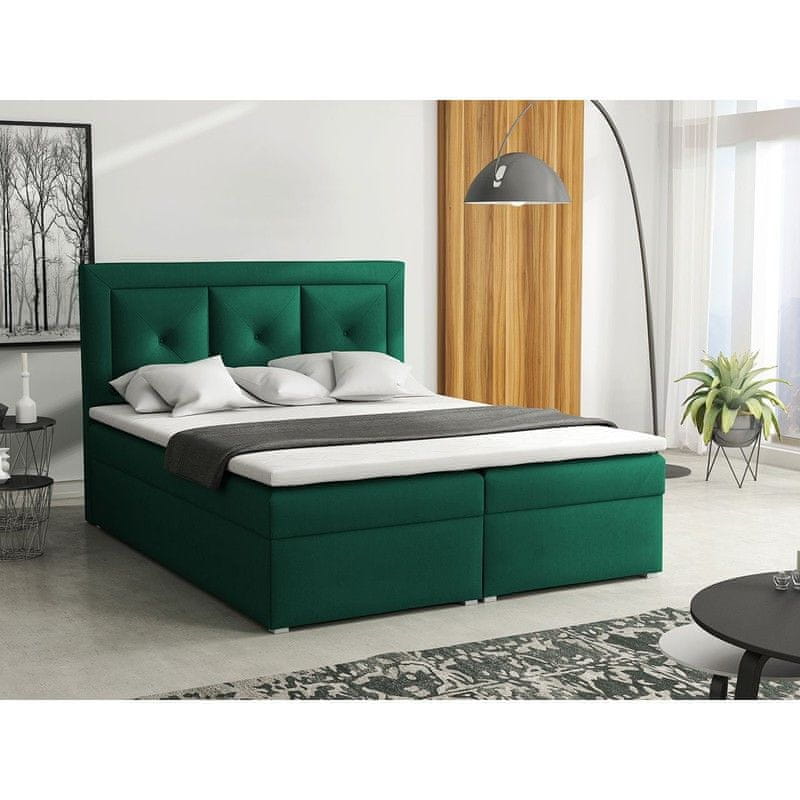 Veneti Manželská kontinentálna posteľ 140x200 GOSTORF 2 - zelená + topper ZDARMA