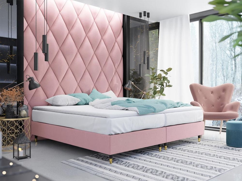 Veneti Manželská čalúnená posteľ s matracom 140x200 NECHLIN 5 - ružová