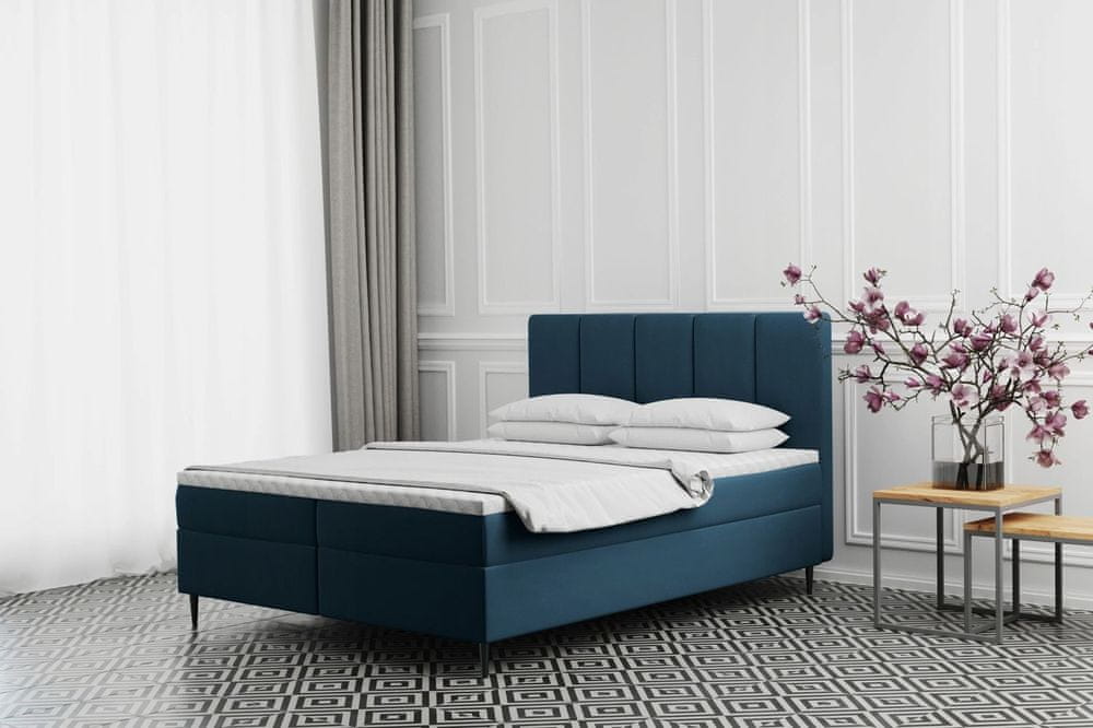 Veneti Čalúnená posteľ na vysokých nožičkách ALISSA - 140x200, modrá