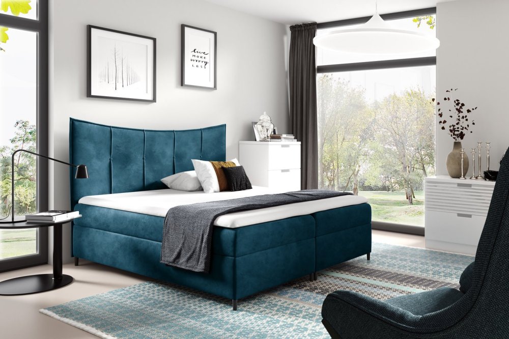 Veneti Boxspringová posteľ IRINI - 160x200, modrá + topper ZDARMA
