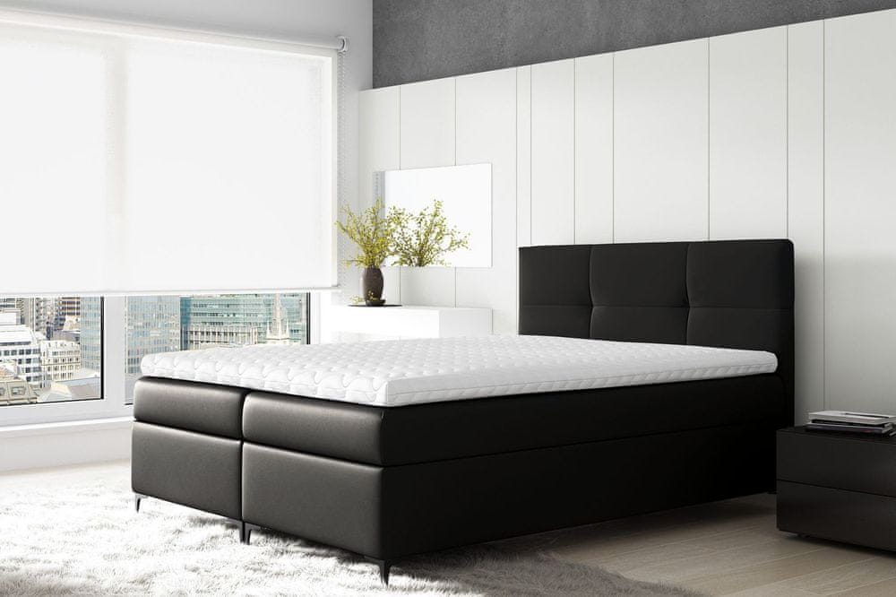 Veneti Boxspringová posteľ BESSIE - 180x200, čierna + topper ZDARMA