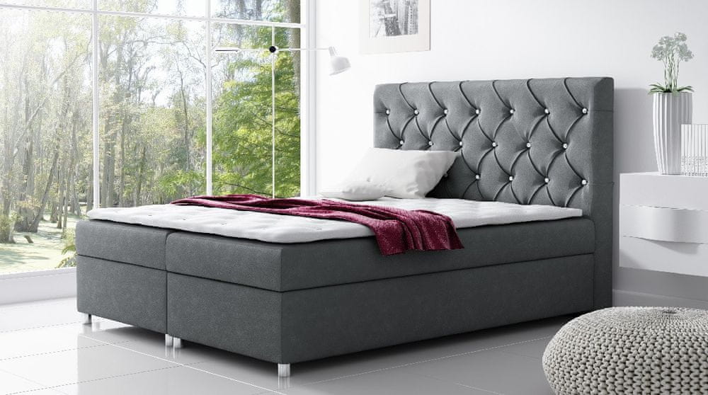 Veneti Čalúnená posteľ s úložným priestorom VIVIEN - 180x200, sivá + topper zdarma