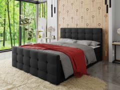 Veneti Americká čalúnená manželská posteľ 140x200 RANON 1 - čierna + topper ZDARMA