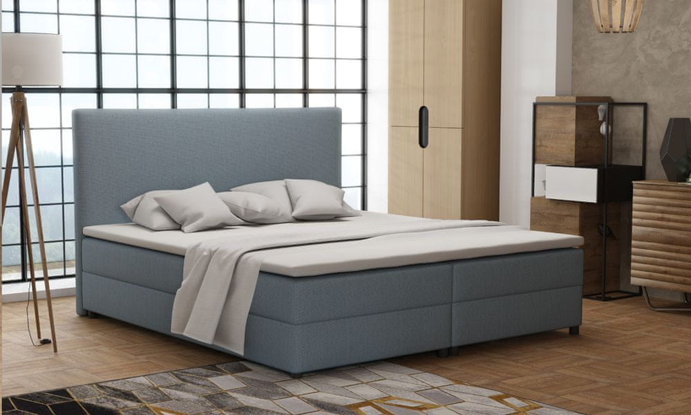Veneti Boxspringová posteľ 160x200 s nožičkami 5 cm CYRILA - modrá