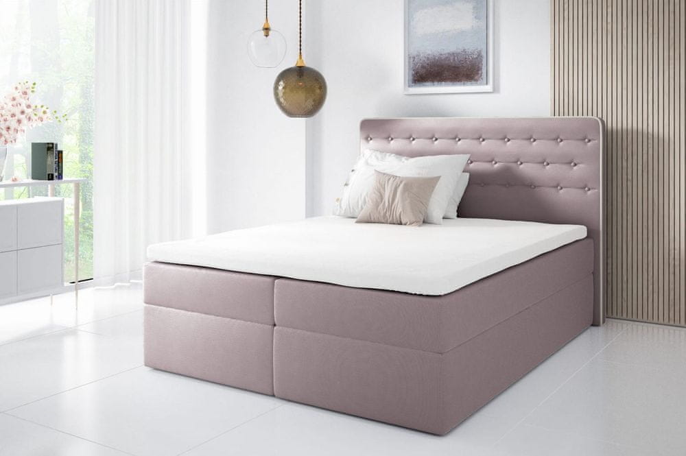 Veneti Kontinentálna posteľ 200x200 MARGITA - ružová + topper ZDARMA