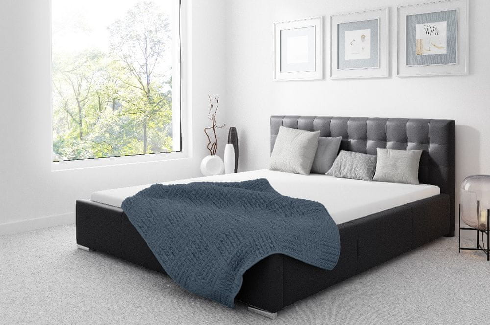 Veneti Čalúnená posteľ Soffio s úložným priestorom čierna eko koža 160 x 200