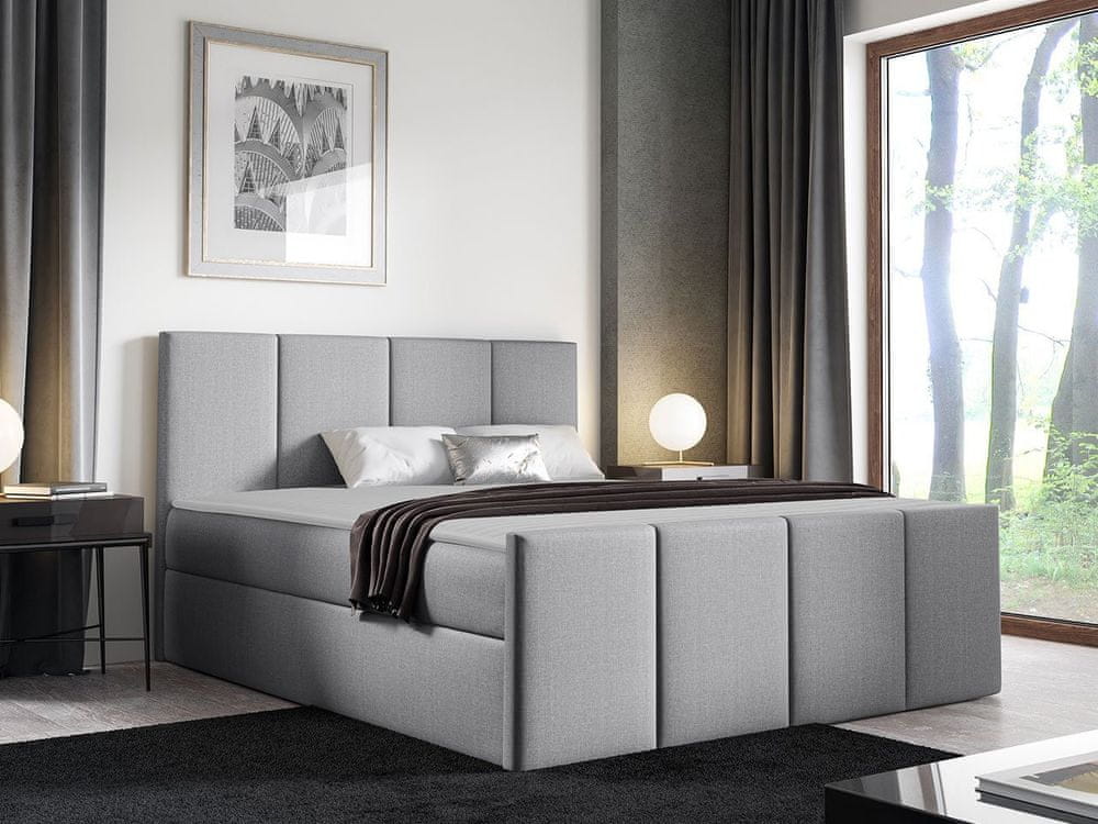 Veneti Hotelová manželská posteľ 160x200 MORALA - svetlá šedá 1 + topper ZDARMA