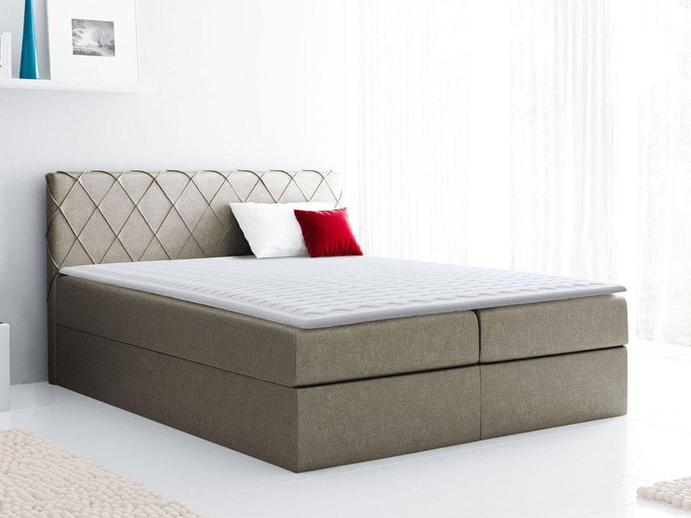 Veneti Boxspringová manželská posteľ 160x200 PABLA - svetlá hnedá + topper ZDARMA