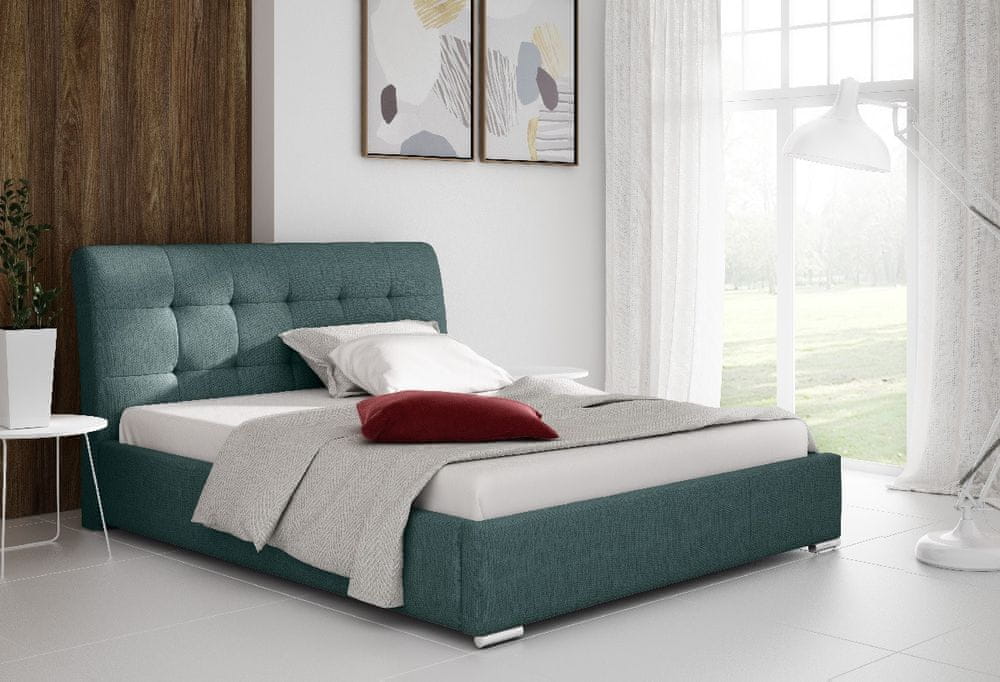 Veneti Moderná čalúnená posteľ Evelyn s úložným priestorom modrá 160 x 200