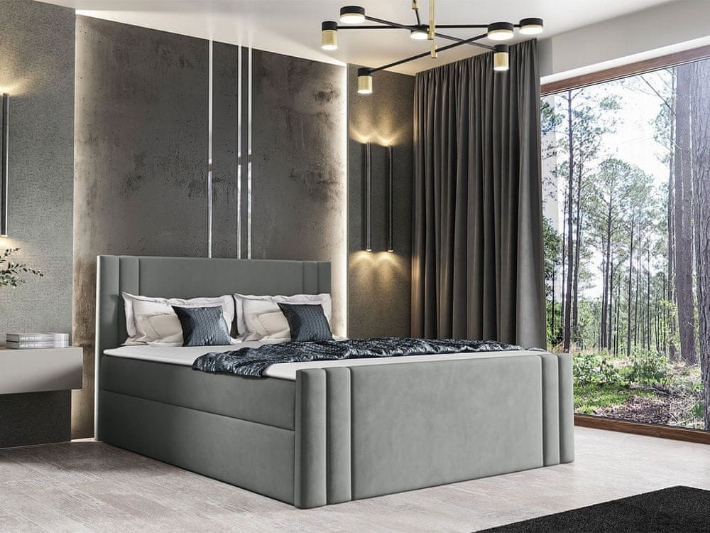 Veneti Americká manželská posteľ 180x200 VITORIA - svetlá šedá + topper ZDARMA