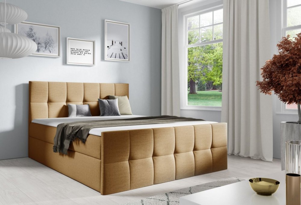 Veneti Manželská posteľ CHLOE - 180x200, svetlo hnedá + topper ZDARMA