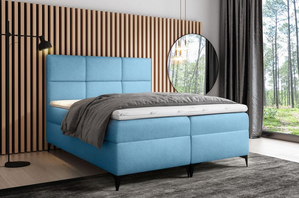 Veneti Dizajnová posteľ FIZA - 200x200, modrá + topper ZDARMA