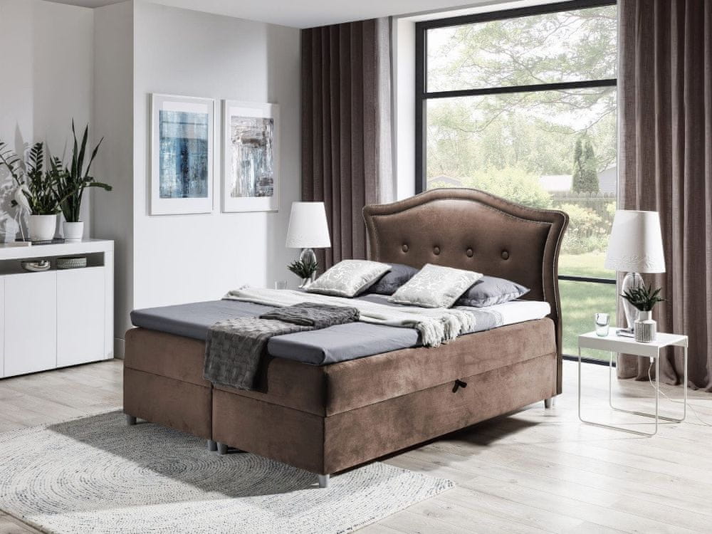 Veneti Elegantná rustikálna posteľ Bradley Bradley 160x200, hnedá + TOPPER