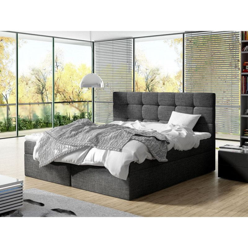 Veneti Boxspringová posteľ 180x200 CAROLA - šedá + topper ZDARMA